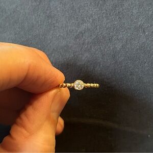 James Avery 14k YG beaded ring with diamond added - size 6